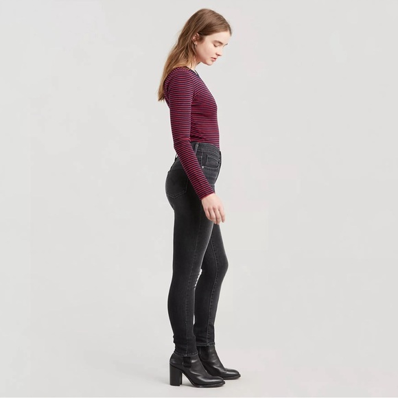 Levi's 721 Skinny Jeans High Rise Pre-owned Dark Grey Wash 28x34 - Picture 3 of 9